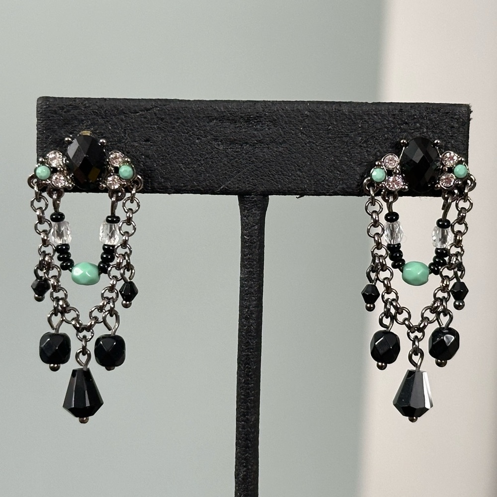 Crystal Beaded Chain Post Earrings Coconut Girl Y2K Emo Scene Kid Formal Prom